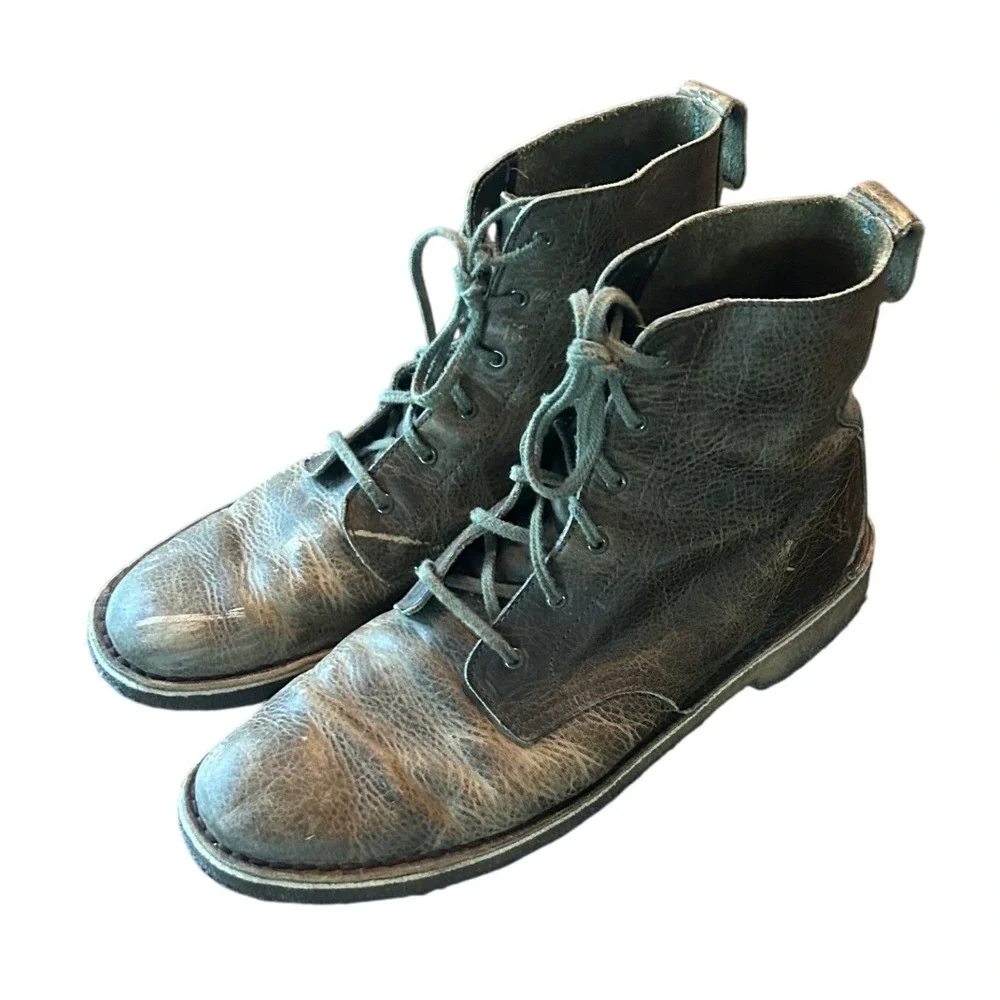 Clarks Desert Mali Boots 10.5 Green Distressed Leather Gorpcore Military Outdoor
